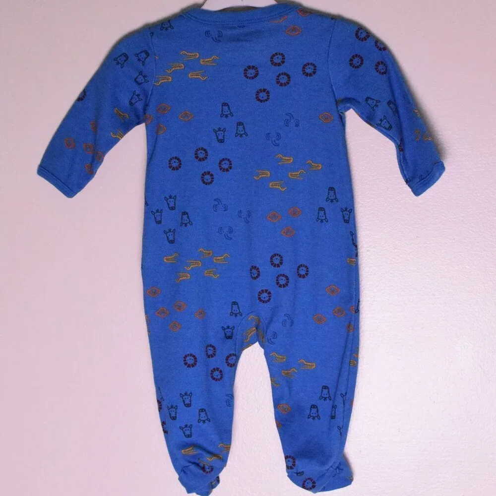 *NWOT* Carter's Blue Safari Animal Snap-Up Sleep & Play Bodysuit - Size 3 Months